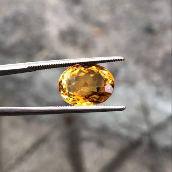 Đá thạch anh Vàng Citrine gắn nhẫn siêu đẹp, đã kiểm định