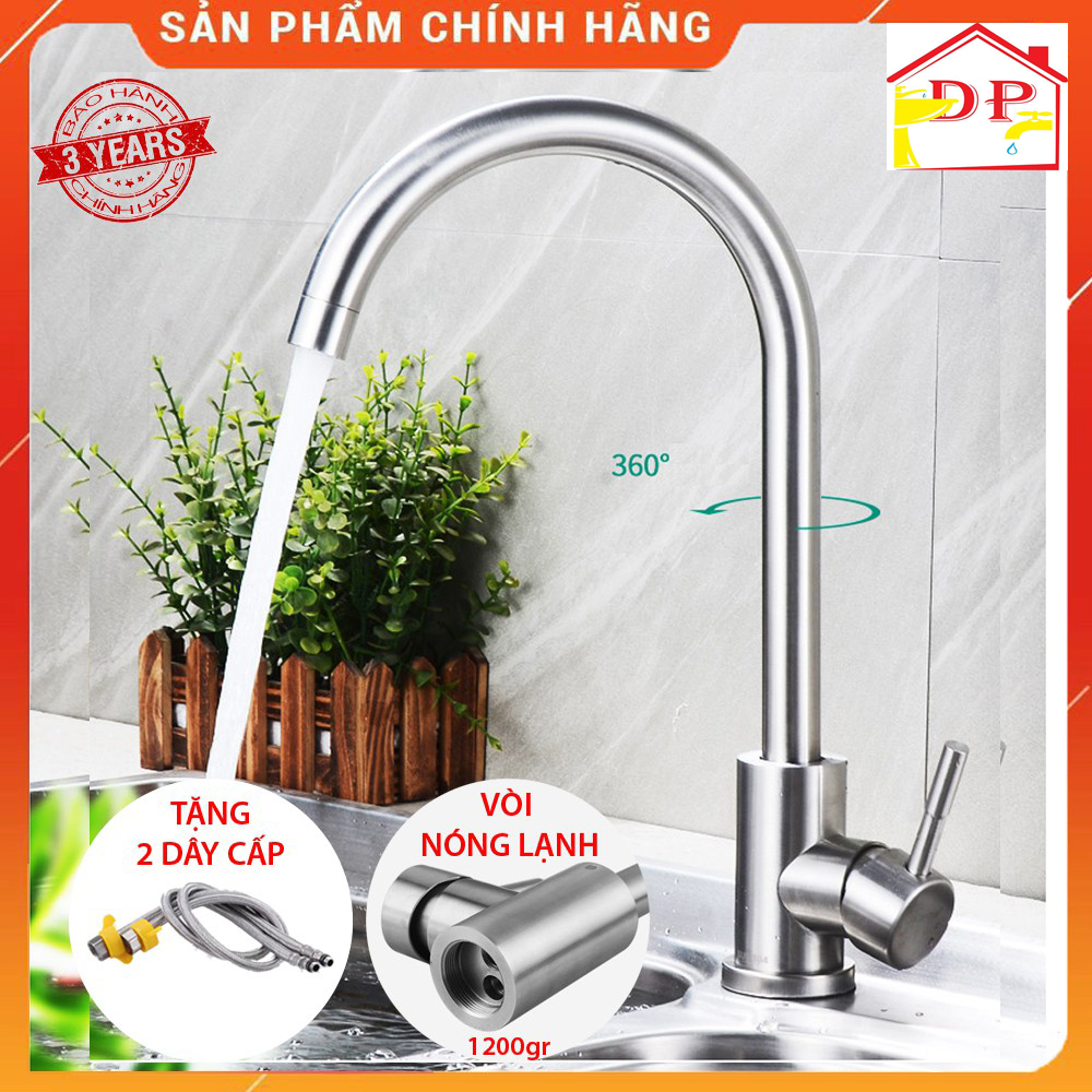 Vòi rửa chén, Vòi Chậu Rửa Bát Nóng Lạnh VRB03 tặng đôi dây cấp inox