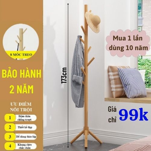 Kệ Treo Quần Áo Giá Treo Quần Áo Bằng Gỗ Thông Minh Tiện Dụng Bách Hóa Daiki