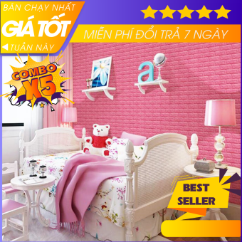 Bộ 5 Miếng Thảm Xốp Dán Tường giả Gạch  KT 70x77 cm (LOẠI 1), Xốp Dán Tường 3D Giả Gạch  chống nước, chống ẩm mốc - Thảm xốp lót tường, Thảm xốp trải sàn , Thảm xốp lót tường, xốp dán tường (CÓ CHỌN MÀU)
