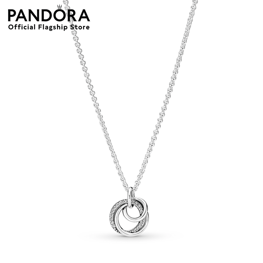 Pandora Encircled sterling silver necklace with clear cubic zirconia pendant ราคา 2,920 บาท*ส่งฟรี