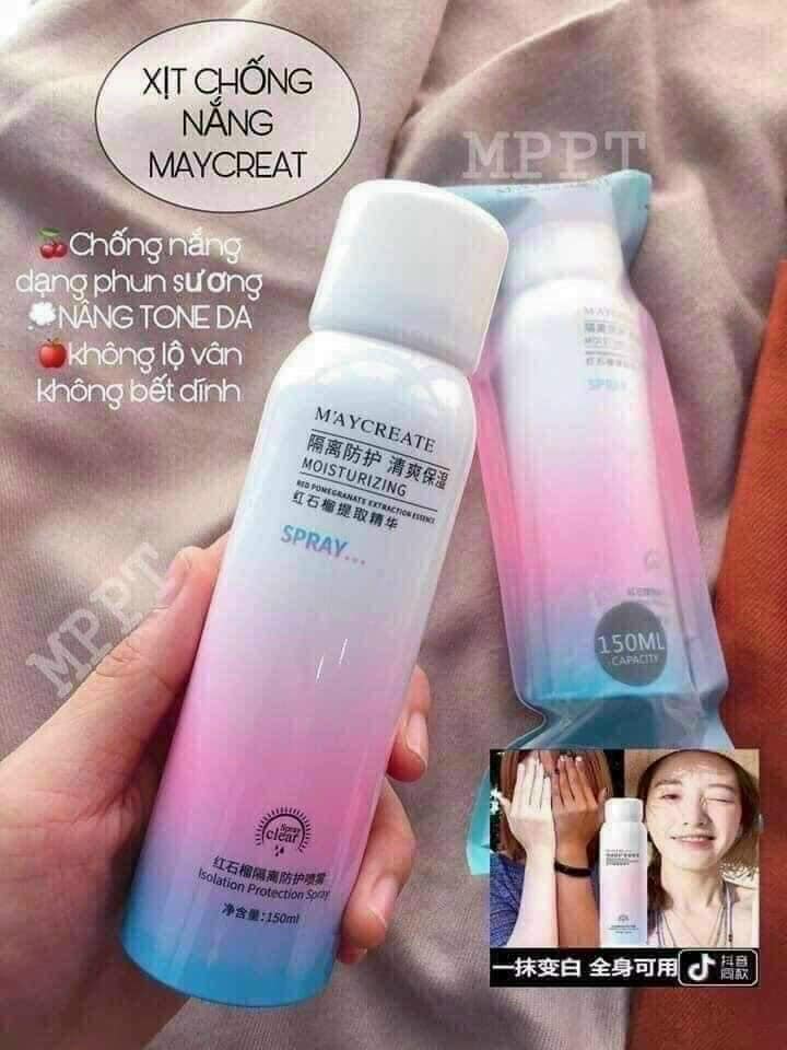 Kem Chống Nắng Maycreate Dạng Xịt, Xịt Chống Nắng Trắng Da, FreeShip Kem Chống Nắng