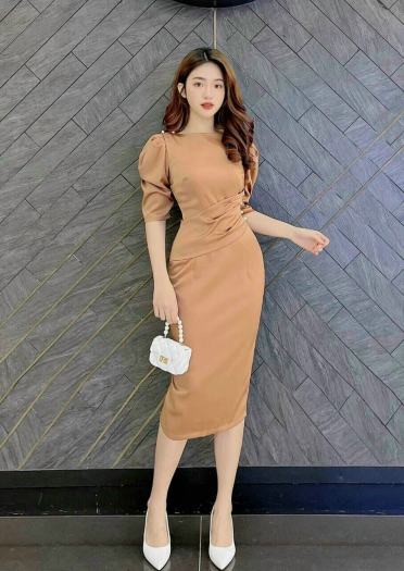 Váy Midi Bodycon nữ, không tay cổ tròn Twist phía trước cutout đùi Đầm xẻ |  Lazada.vn