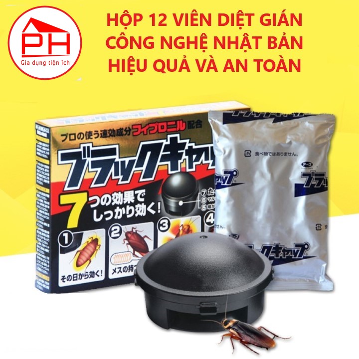 Hộp diệt gián Nhật Bản 12 viên không gây độc hại viên đuổi gián chỉ diệt dán - Gia dụng Phước Hòa