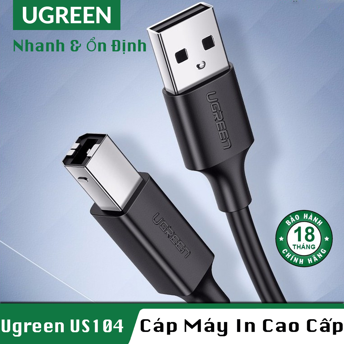 Dây cáp máy in chính hãng ugreen us104 dài 1m, 1.5m. 2m, 3m, 5m - bh 18t chính hãng