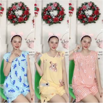 Đồ bộ lanh (tole) mặc nhà nữ VNXK, quần đùi áo tay cánh tiên , họa tiết ngẫu nhiên thời trang [CÓ SIZE 40-85GKG ] -TL97