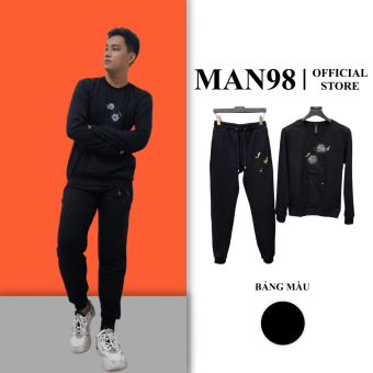 Đồ Bộ Thu Đông Nam Thêu Cánh Hoa, Bộ Nỉ Nam Cổ Tròn Cao Cấp M6