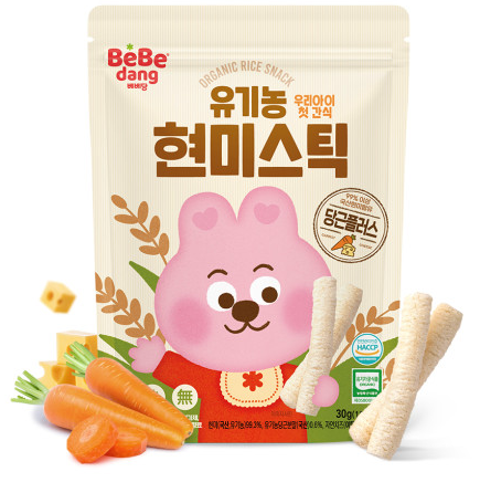 Bánh gạo ăn dặm hữu cơ Bebedang Hàn Quốc Vị Phô Mai Cà Rốt