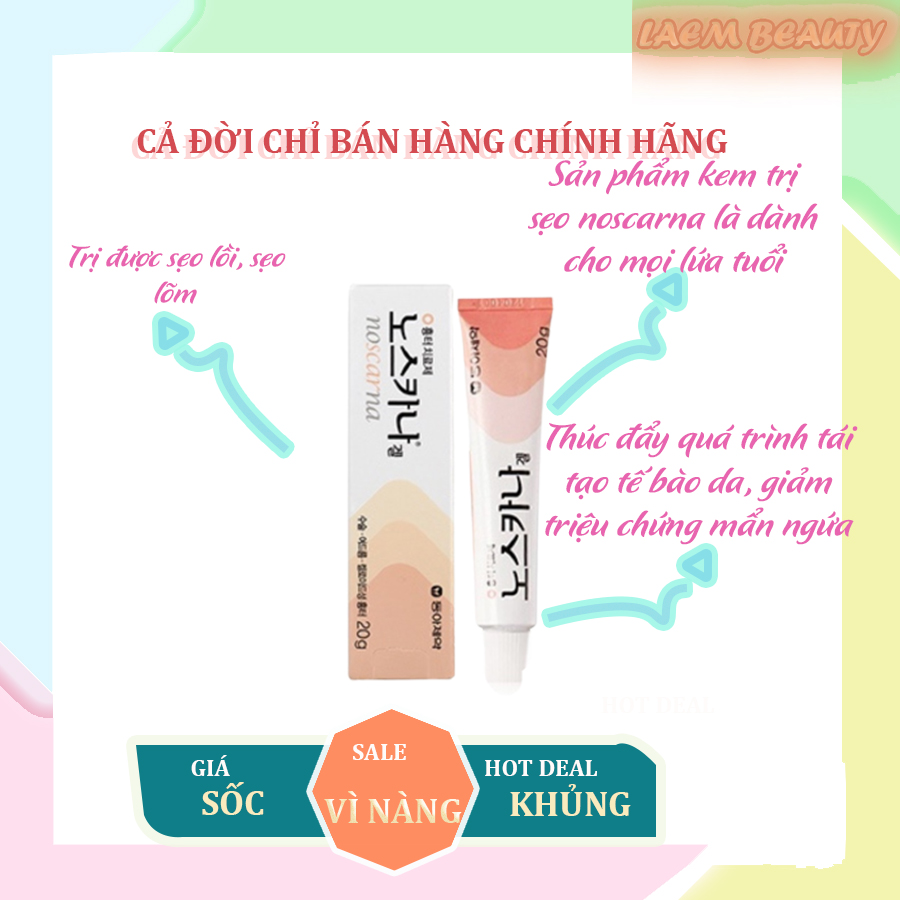 Kem mờ sẹo lồi, lõm, làm mờ thâm, trắng da Hàn Quốc Noscarna 20g