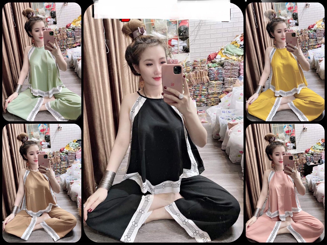 Sét yếm phối viền hot tren - cam kết hình thật