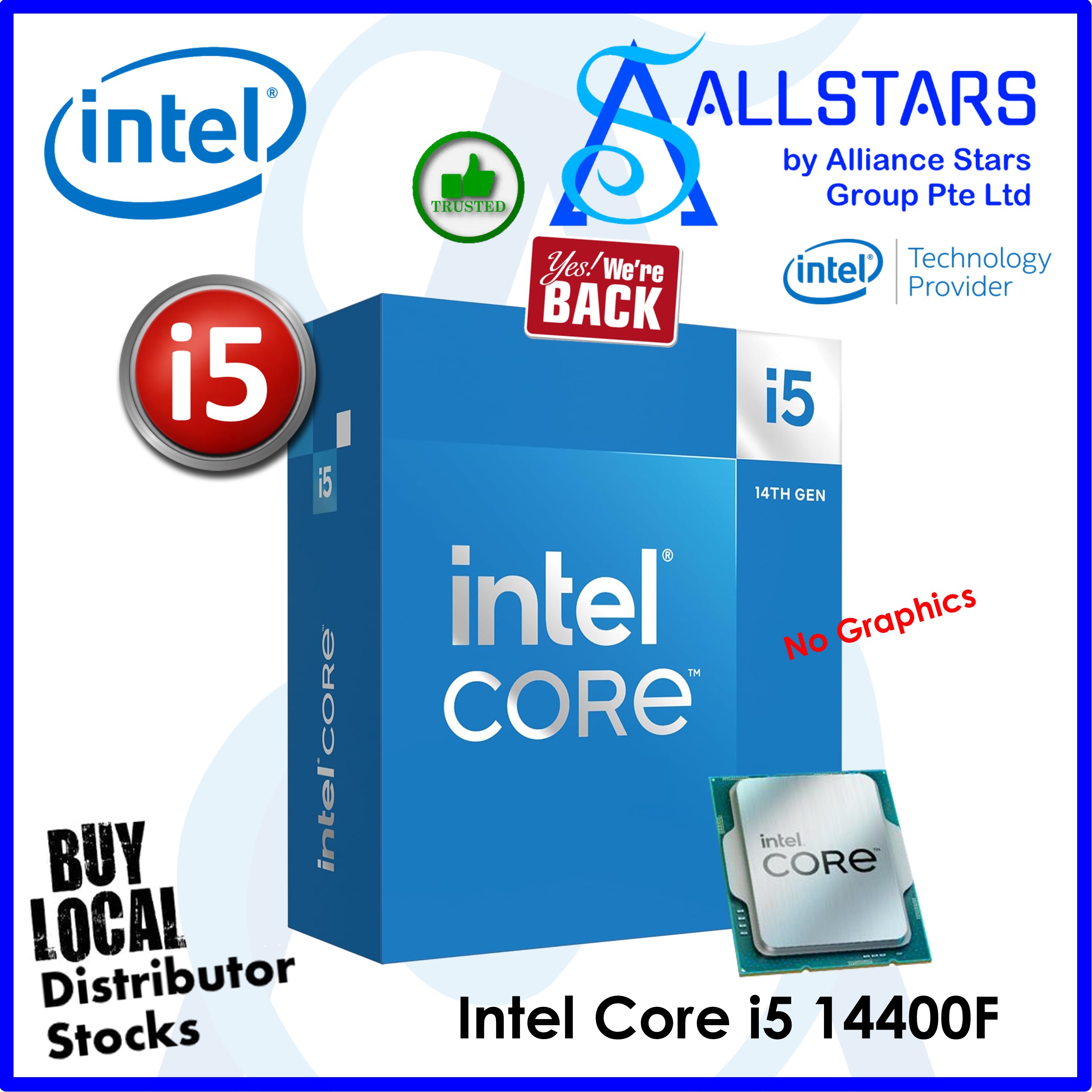 Intel Core I5 14400F Desktop Cpu - 6-Core, 20Mb Cache, 3.5Ghz Base