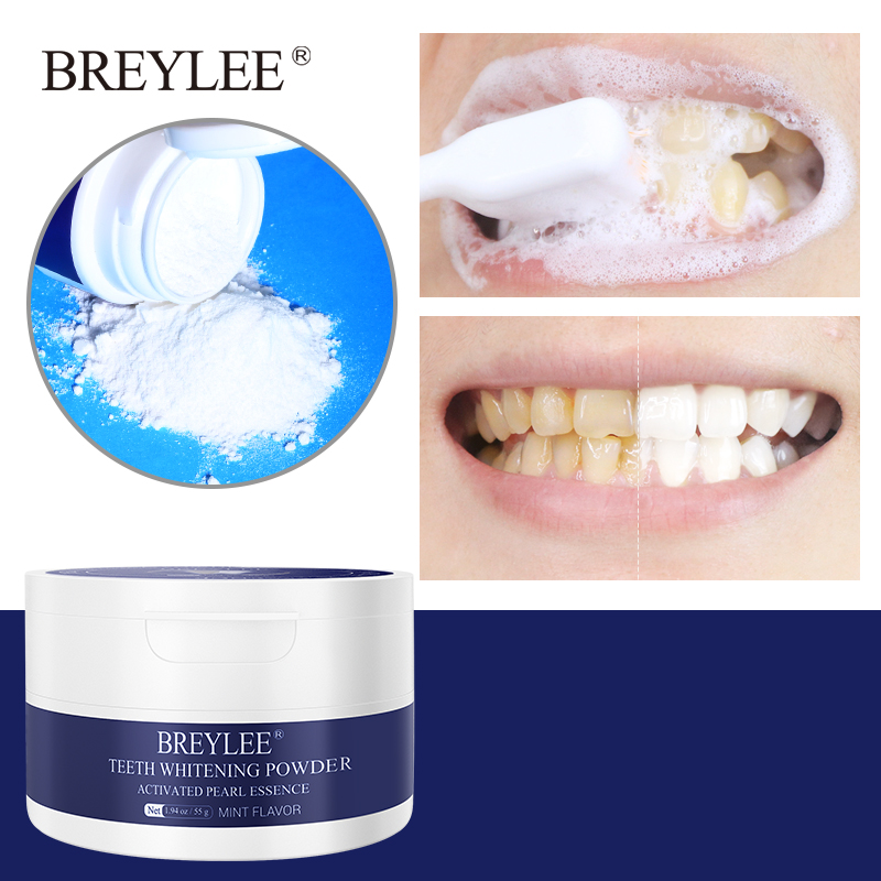 [HCM]BREYLEE Bột Tẩy Trắng Răng Kem Đánh Răng Nha Khoa Dụng Cụ Răng Trắng Sạch Vệ Sinh Răng Miệng Bàn Chải Đánh Răng Gel Loại Bỏ Mảng Bám Vết Bẩn Teeth Whitening White Pearl Powder 30G