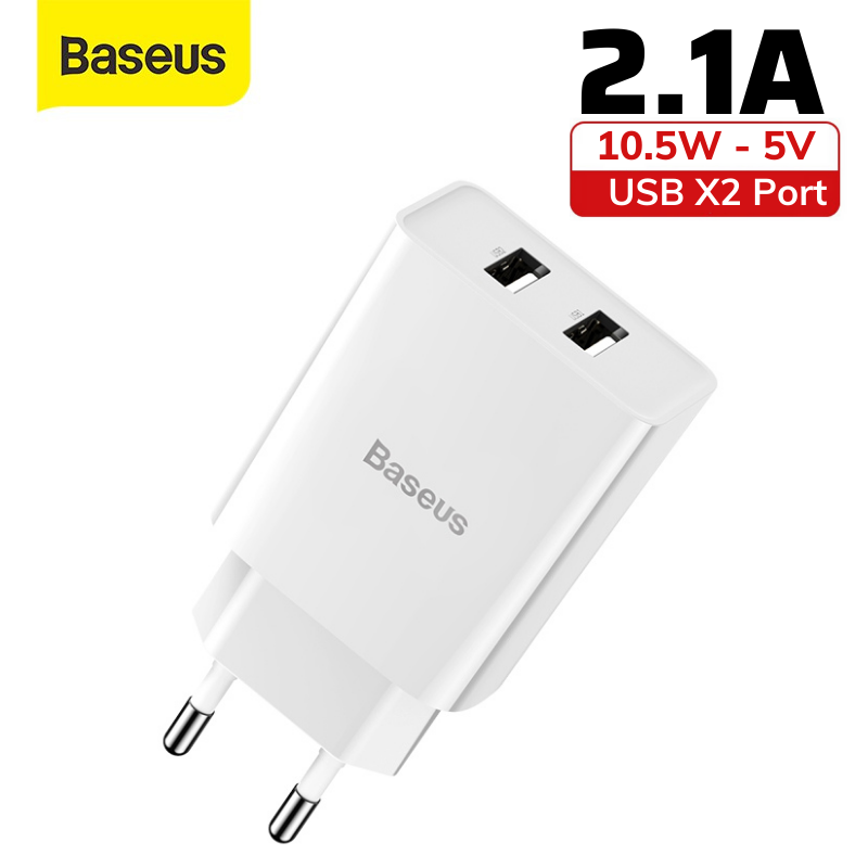 Củ sạc 2 cổng sạc Baseus 2.4a - cốc sạc 2 cổng usb chông cháy nổ hỗ trợ iphone samsung xiaomi ...vv