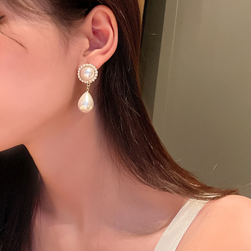 Geometric Cutout Pendant Pearl Earrings Wedding Party  Earrings Stud  Women Jewelry Fashion Accessories Elegant Vintage French
