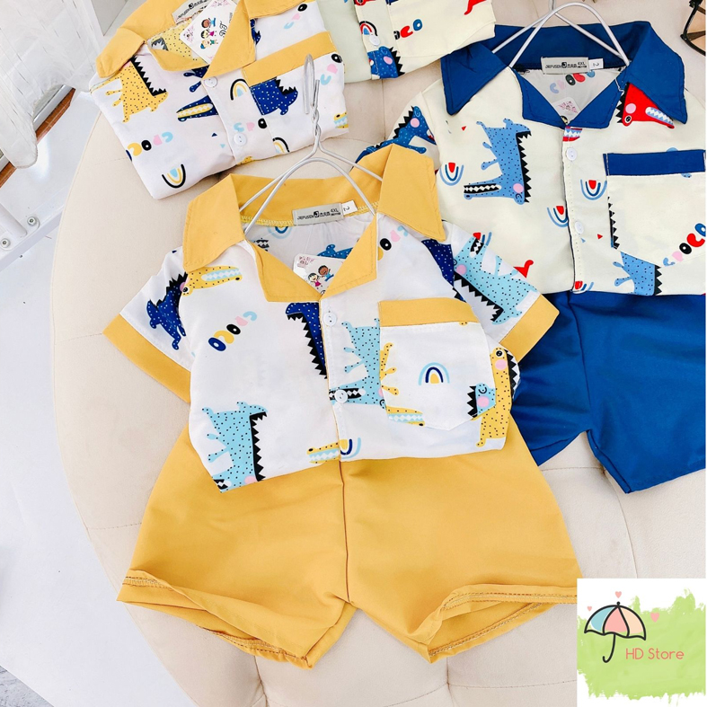 Bộ đồ ngắn tay bé trai chất vải kate cao cấp 2 màu size 8-19kg cho bé đi chơi, đi học mát mẻ, thoáng mát, thấm hút mồ hôi cực kì tốt