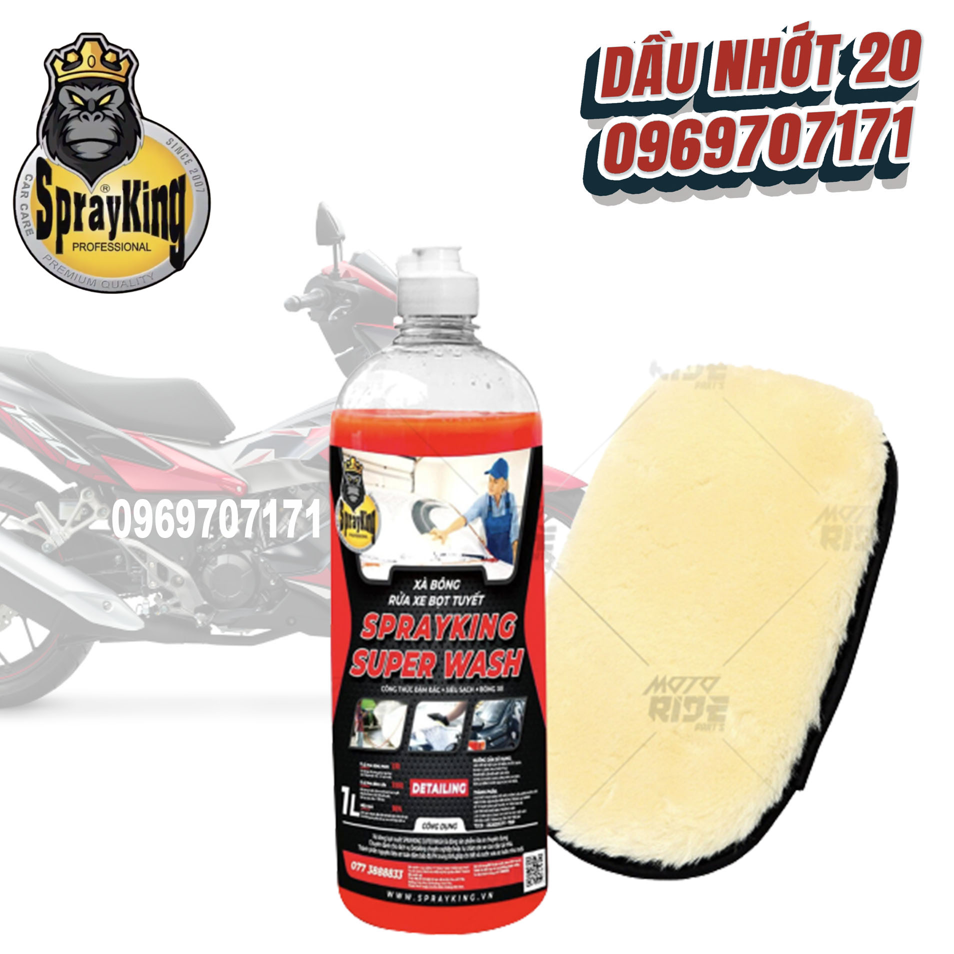 Sprayking super wash xà bông rửa xe siêu đậm đặc + mút rửa siêu bọt