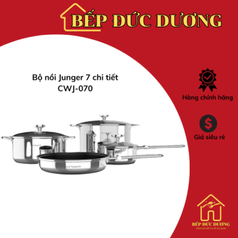 Bộ nồi inox 5 đáy cao cấp Junger CWJ-070,Tay cầm cách nhiệt, dùng được mọi loại bếp- Bếp Đức Dương