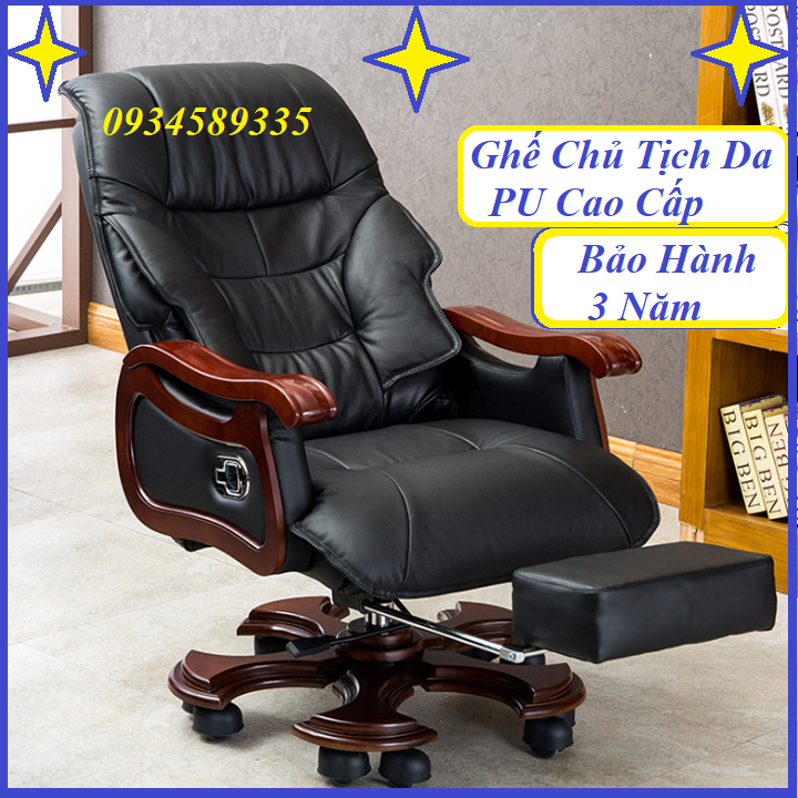 Ghế giám đốc cao cấp, ghế chủ tịch hiện đại ngả lưng, chân xoay có massage đa điểm, ghế lãnh đạo sang tay gỗ trọng đẳng cấp ngả lưng