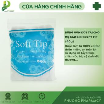Bông gòn đút tai cho mẹ sau sinh Softtip - Bông viên tròn Soft tip, dùng trong y tế, nút nhét lỗ tai, trang điểm