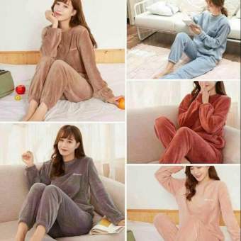 Bộ ngủ lông mặc nhà, bộ bông nỉ giữ nhiệt bo gấu mặc nhà ấm áp hàng chuẩn