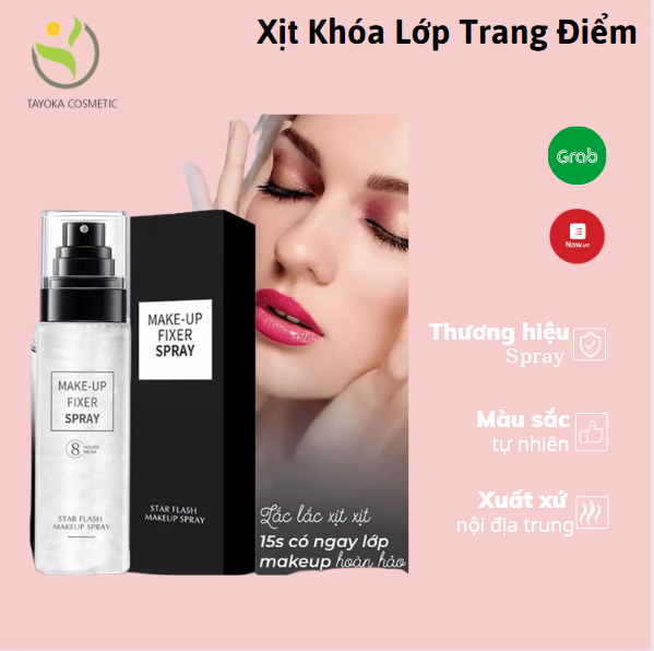 Xịt khóa lớp trang điểm kiêm xịt khoáng dưỡng da Fixer Spray giúp cố định lớp makeup,kiềm dầu và cấp ẩm tức thì cho làn da,không lo lem,không chảy và giữ lớp trang điểm lâu trôi,phù hợp với mọi loại da Tayoka TK-62