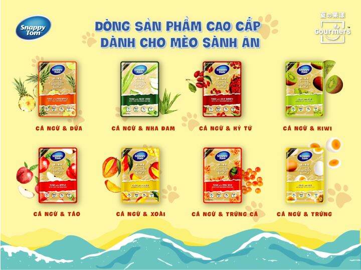 "Hoàn tiền đến 10%" Thức ăn pate cho mèo vị trái cây Snappy Tom bịch 70 gr - Chubby Mew Petshop