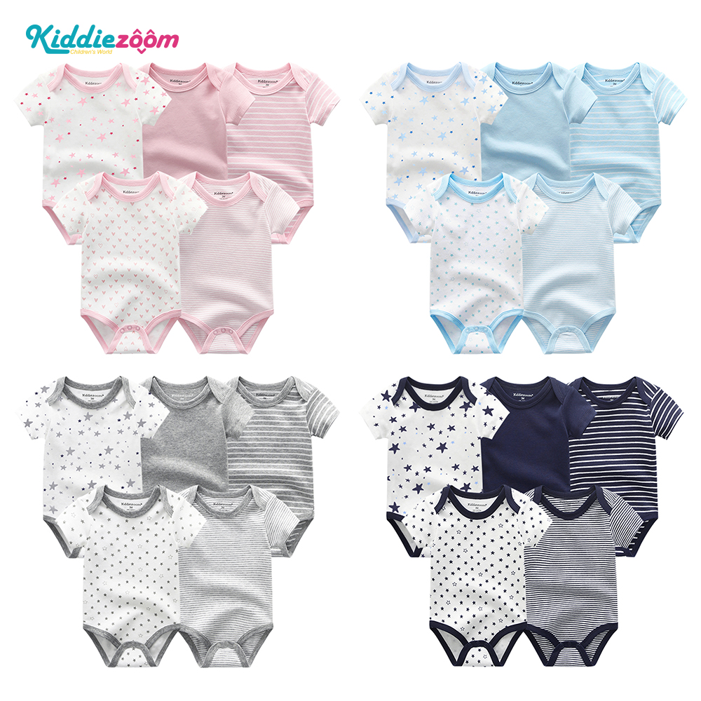 Kiddiezoom Set 5 Bộ Jumsuit Áo Liền Quần Trẻ Em Chất Vải Cotton Mềm Mại Thoáng Mát Thân Thiện Với Làn Da Trẻ