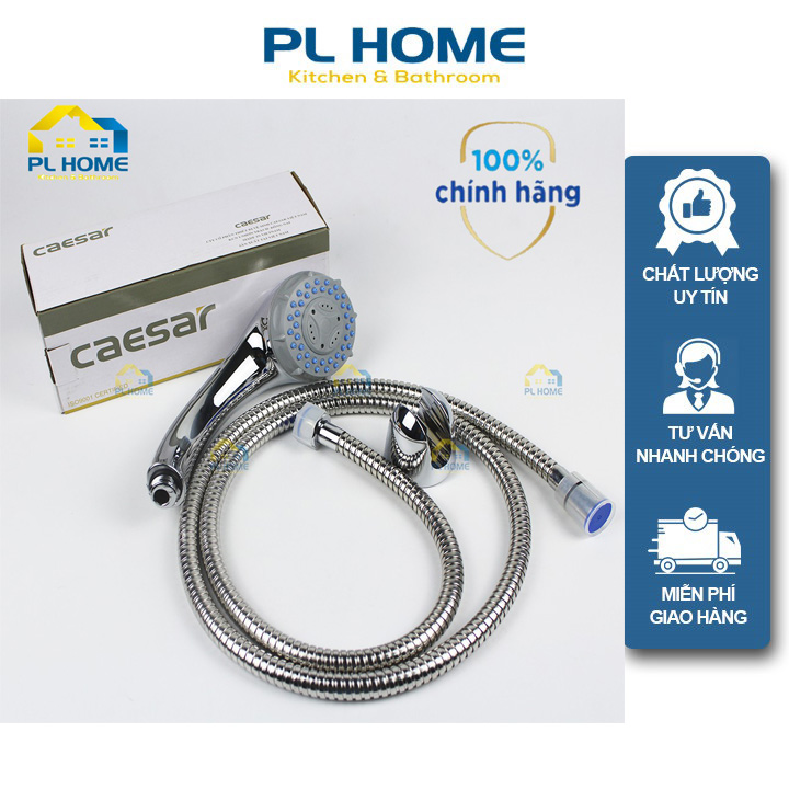 Tay sen tắm caesar cao cấp 2 chức năng phun nước, nhựa abs mạ crom kết nối được với các loại dây sen