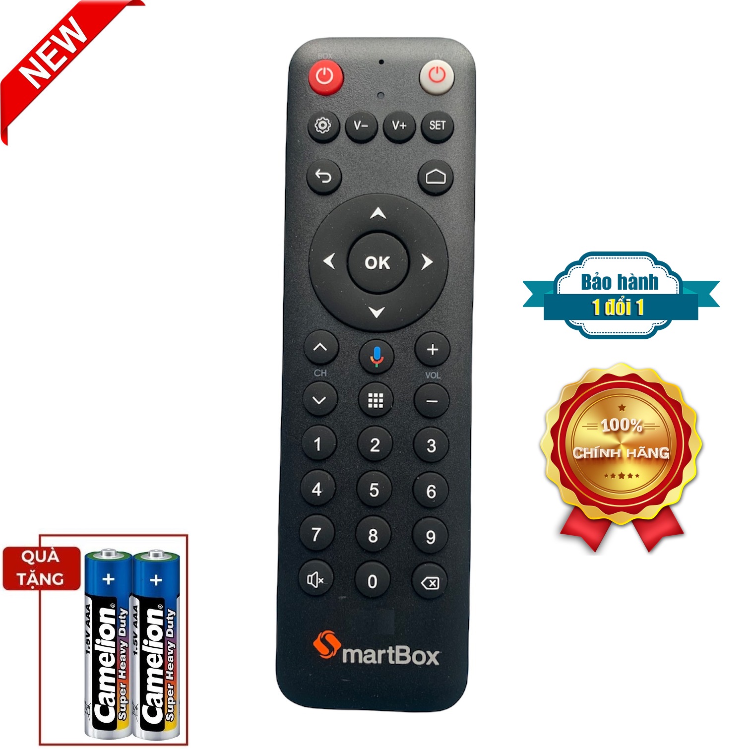 Điều khiển đầu thu SmartBox giọng nói chính hãng, Remote Box TV kĩ thuật số truyền hình internet