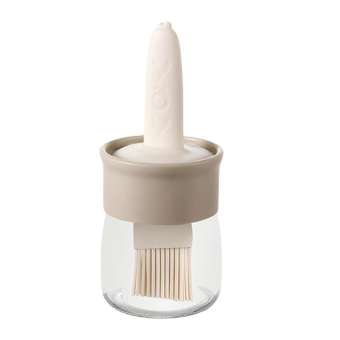 Oil Container With Silicone Brush Oil Brush Dispenser Oil Brush Bottle High-Temperature Resistant Evenly Oiled Easy To Pour Oil Brush Cover for Sauce Grill Cooking BBQ enjoyable