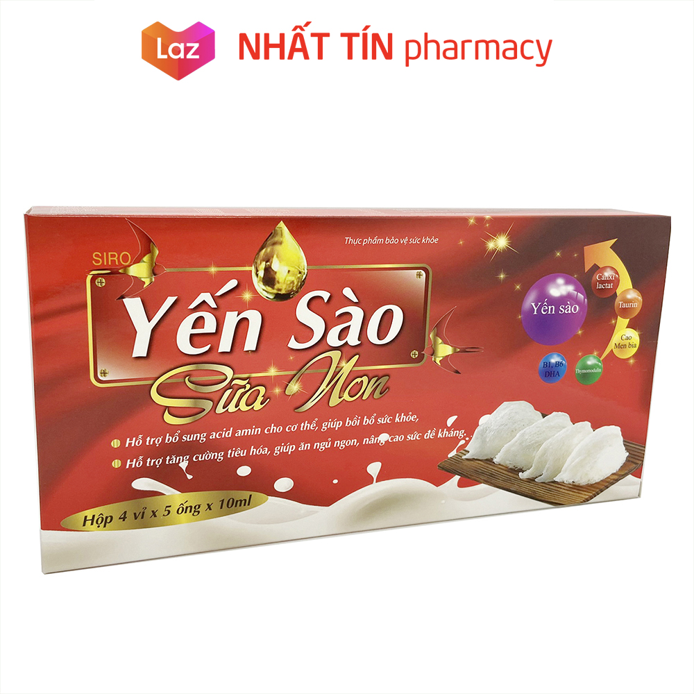 Siro Yến Sào Sữa Non giúp ăn ngủ ngon tiếu hóa tốt tăng đề kháng cho trẻ từ 6 tháng tuổi - Hộp 20 ống - NHẤT TÍN PHARMACY