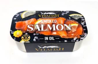 Cá Hồi Hun Khói Ngâm Dầu Đóng Hộp Hiệu Vitafish Loại Premium 120g