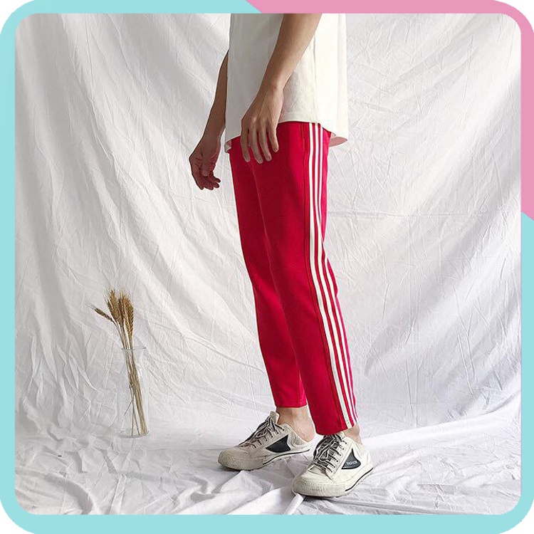 Quần Jogger Đỏ 3 Sọc Trắng, ống suông Phong Cách Thể Thao Talabi Shop