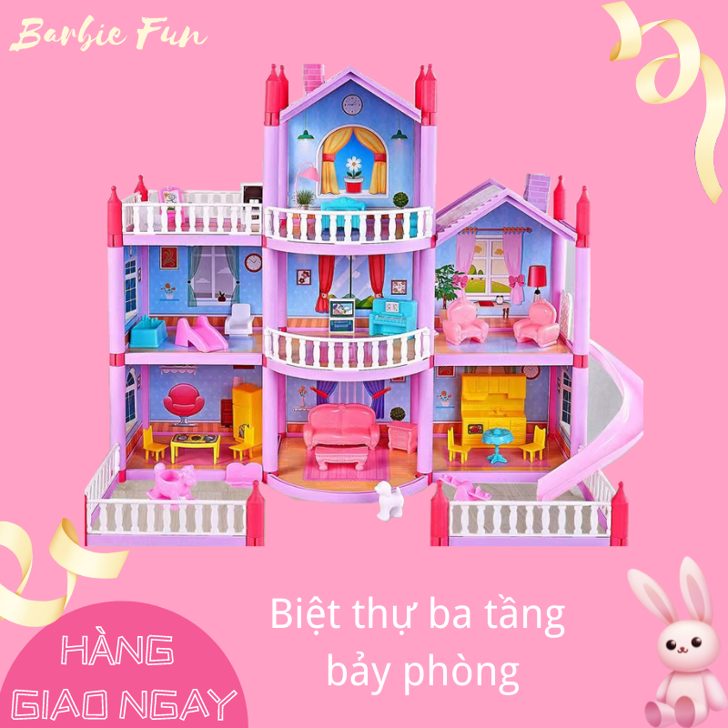 [30cm hàng có sẵn] Mô hình nhà búp bê cỡ lớn cho các bé chơi đồ chơi Barbie chất liệu nhựa an toàn cho bé đảm bảo tiêu chuẩn vệ sinh