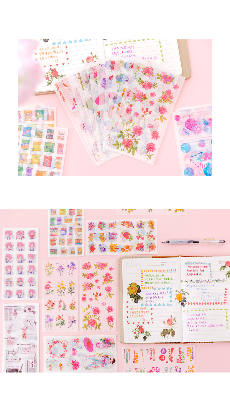 Sticker, nhãn dán nhiều hình dạng, màu sắc, hoa văn