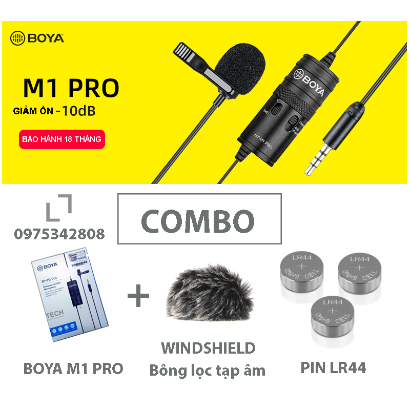 Micro boya by m1 pro - mic thu âm gài áo lavalier cho điện thoại, máy ảnh, máy quay, pc