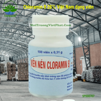 Viên khử khuẩn Cloramin B Ceteco Việt Nam 26%  khử trùng nước, khử khuẩn dùng trong y tế, gia đình (Hũ 100 viên)