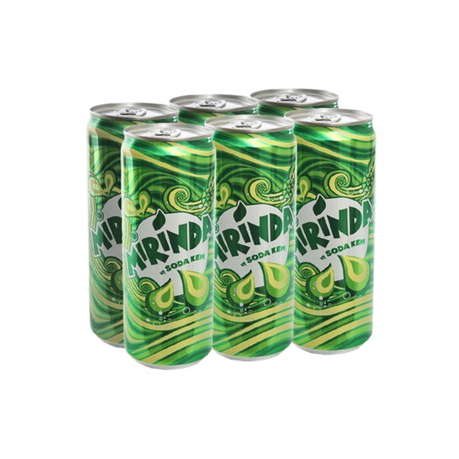 Lốc 6 lon nước ngọt có gaz mirinda soda kem