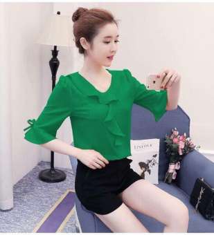 Áo Cổ Bèo Tay Loe Phối Nơ Xinh Đẹp