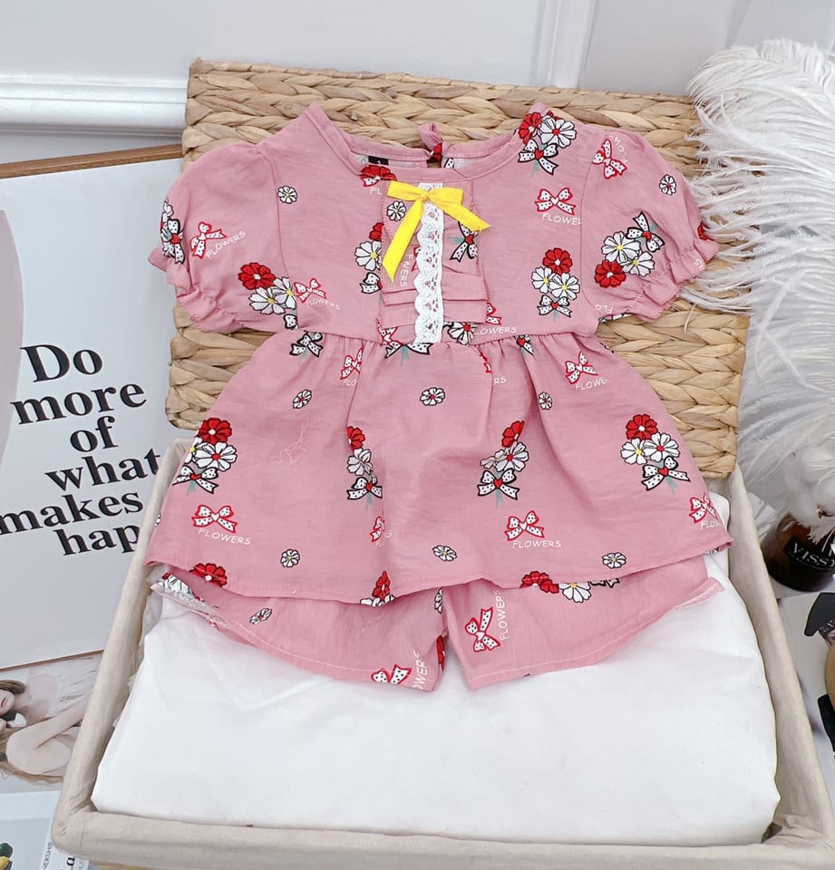 Set tơ đũi cao cấp thoáng mát cho bé gái