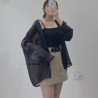 ÁO SƠ MI VOAN MỎNG FORM RỘNG DƯỚI 55KG ÁO KIỂU KHOÁC NGOÀI ÁO SƠ MI TAY DÀI ÁO SƠ MI ĐẸP GIÁ RẺ