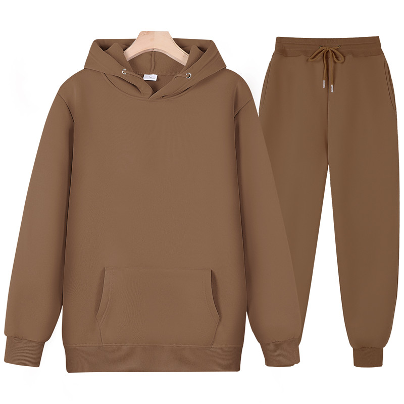 brown joggers and hoodie set