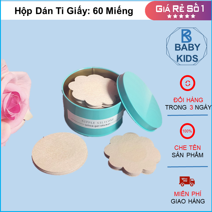 Dán ngực - dán ti - hộp 60 miếng dán nhũ hoa giấy dùng 1 lần tiện dụng - hình hoa mai - dán nhũ hoa siêu dính