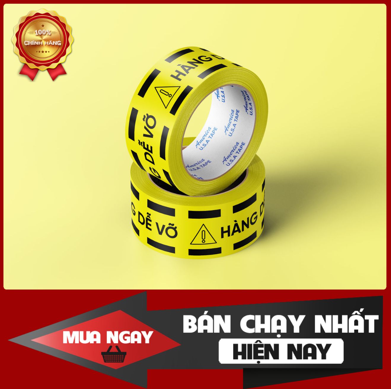 Combo 6 cuộn băng keo hàng dễ vỡ 48mm* 1.2kg