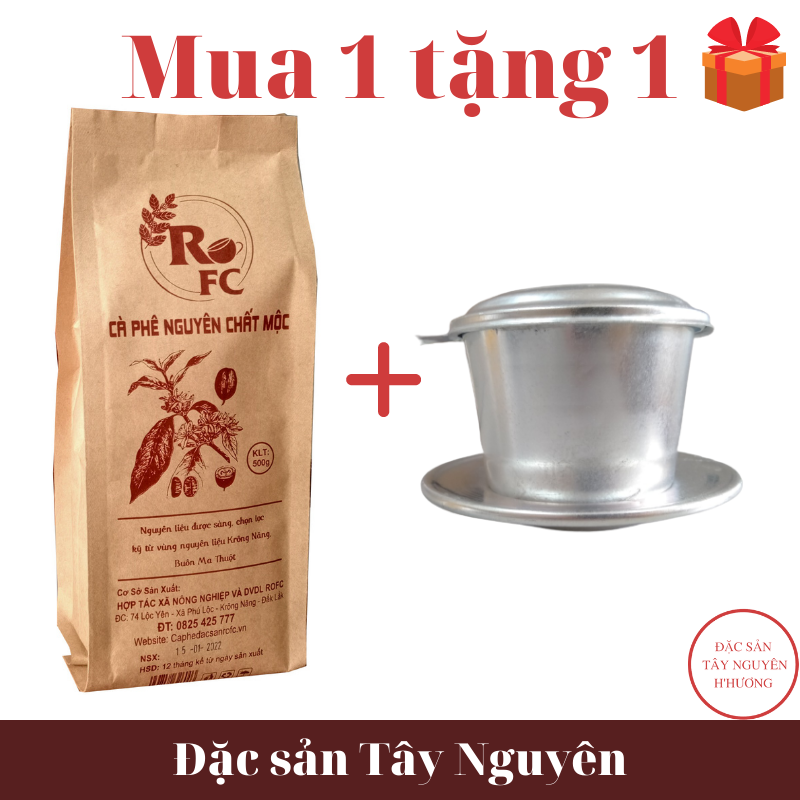 Cà phê nguyên chất mộc Rofc 100% cà phê vối robusta chọn lọc tại Đăk Lăk vị đắng đậm gu mạnh cà phê bột pha phin gói 500g