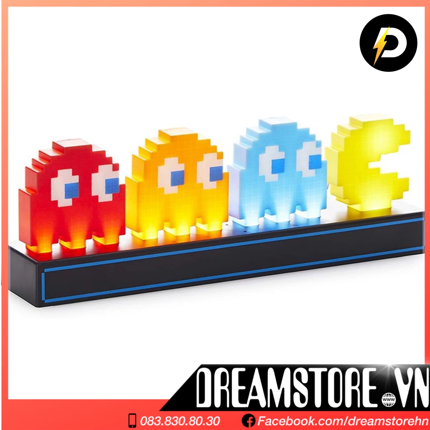 Đèn led pacman - 3 chế độ sáng - nhấp nháy theo nhịp điệu âm thanh