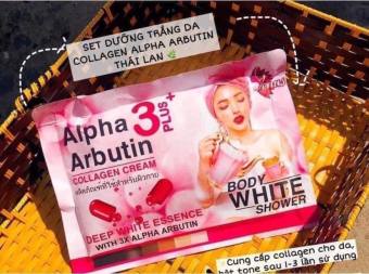 Set Ủ Tắm Trắng Body White Shower Alpha Arbutin Collagen Cream Thái Lan