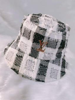 Nón bucket Mũ rộng vành thời trang nam nữ caro LV rách