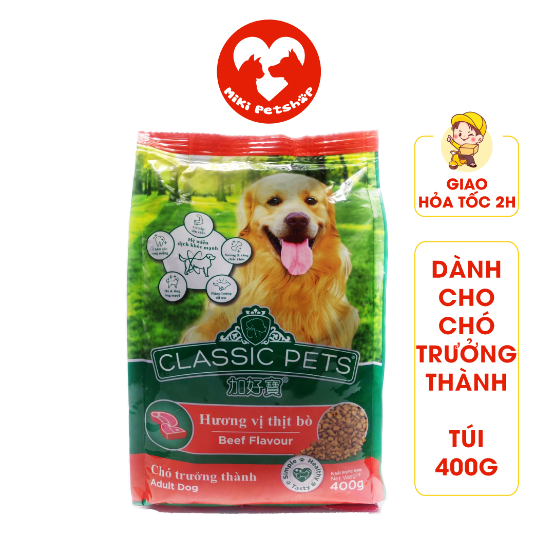 Thức Ăn Cho Chó Hạt Classic Pets 400g Vị Bò Cho Chó Lớn - Miki Petshop