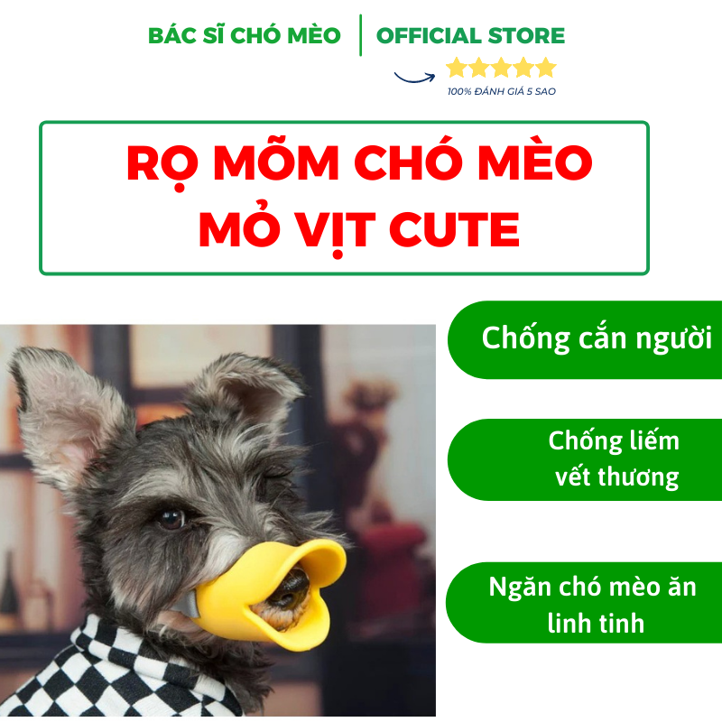 Rọ Mỏm Cho Chó Mèo Mỏ Vịt Cute Chống Cắn, Chống liếm, Ngăn Chó Mèo ăn lung tung